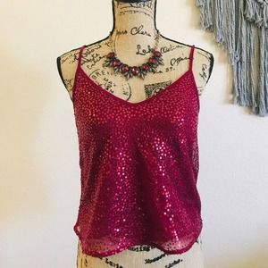 Divided Red Sequin Cami